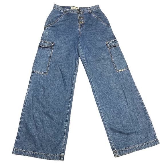 Zana Di Denim - VTG Y2K Zana Di Women’s 5 Button Fly High Rise Wide Leg Cargo Jean Flap Pockets